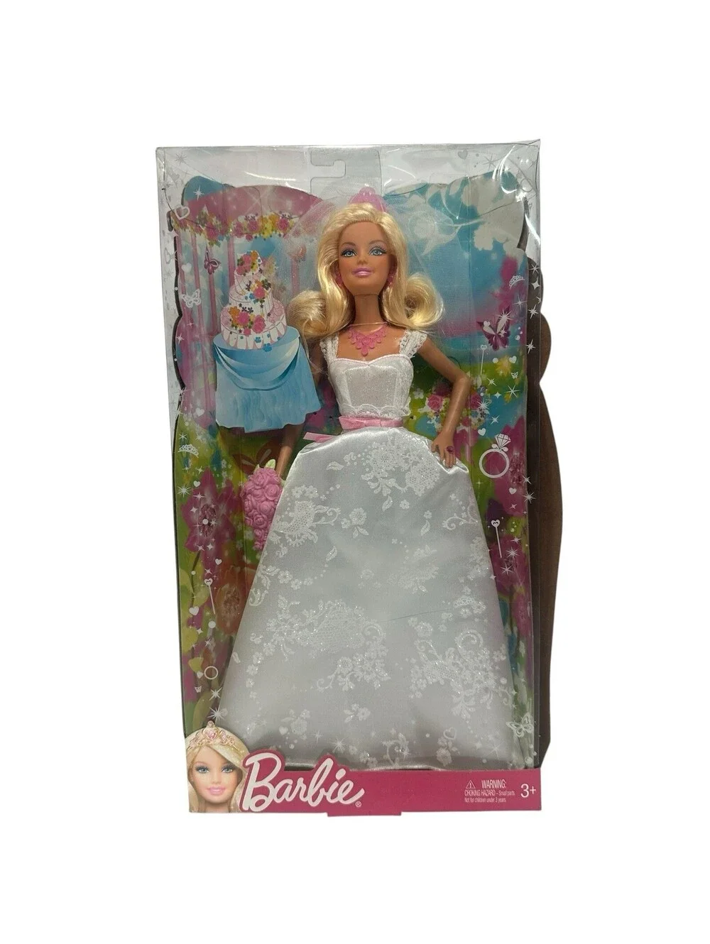 Barbie Royal Bride white dress pink veil wedding Mattel in 2012